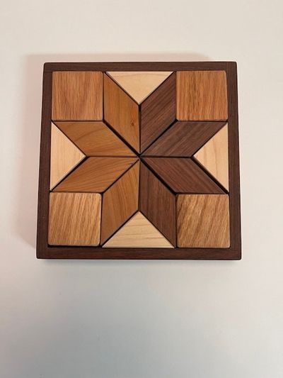 Alternate image for Small Wooden Quilters Puzzle for Home and Office  Solid Hardwood Puzzle