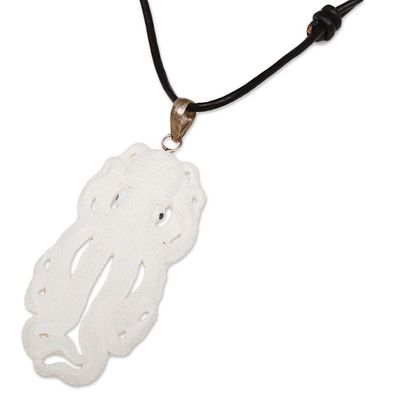 Alternate image for Handcarved Bone Octopus Pendant Necklace made in Indonesia Great Octopus