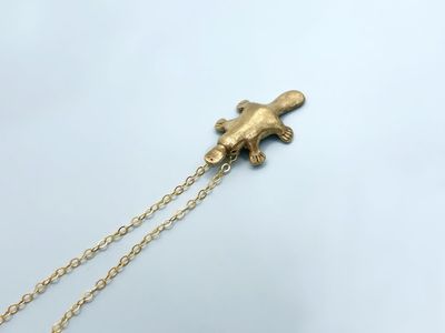 Alternate image for Bronze Platypus Necklace on 14k Gold Filled Chain