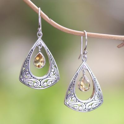 Primary image for Citrine and Sterling Silver Dangle Earrings Lovely Temple