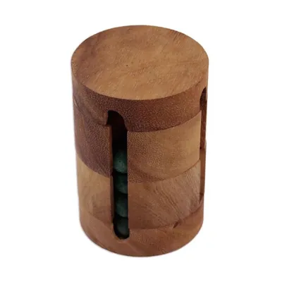 Alternate image for Handcrafted Wood Cylindrical Puzzle from Thailand Spin to Win