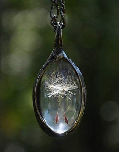 Alternate image for Wish Necklace, Dandelion Seed Pendant, 3 Seeds, 3 Wishes