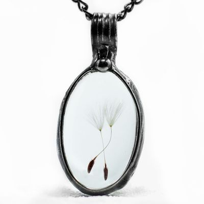 Alternate image for Dandelion Seed Necklace, Wish Jewelry for Women, Make a Wish Pendant, 2 Dandelion Seeds