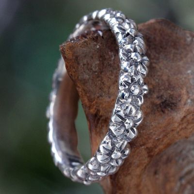 Alternate image for Floral Sterling Silver Band Ring Silver Garland