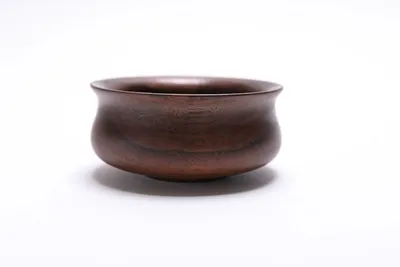 Alternate image for #2504 Claro Walnut Potbelly Wooden Bowl 4 1/4 x 2