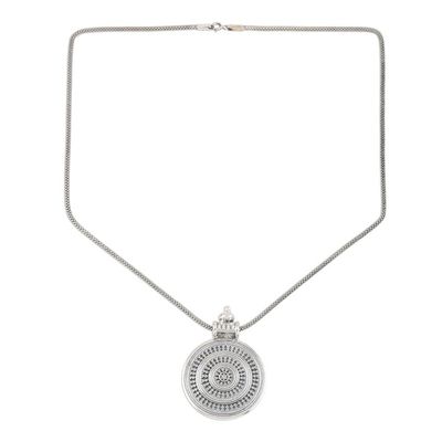 Alternate image for Sterling Silver Medallion Pendant Necklace Bold Medallion