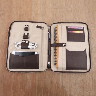 Alternate image for Brown Leather Travel Office Folio Ultimate Travel Folio in Brown