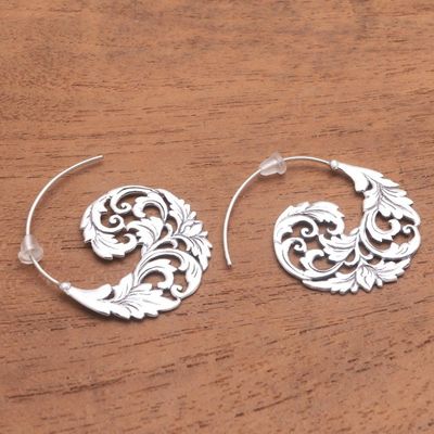 Alternate image for Sterling Silver Vine Half-Hoop Earrings from Bali Garden Waves