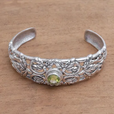 Alternate image for Wheat Motif Peridot Cuff Bracelet from Bali Wheat Beauty