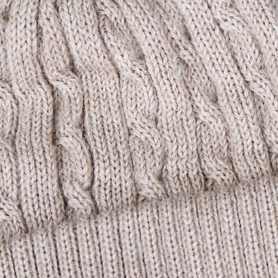 Alternate image for Unique Womens Alpaca Wool Solid Knit Hat Tan Mountain Roads
