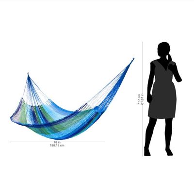 Alternate image for Double Mayan Rope Style Nylon Hammock Handmade in Mexico Sea Breeze