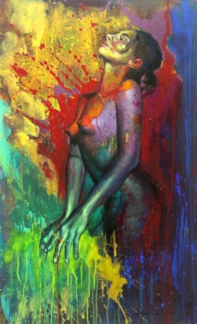 Primary image for Bold and Colorful Painting of Female Nude Optimist Ella