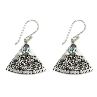 Alternate image for Indonesian Earrings with Blue Topaz Kintamani