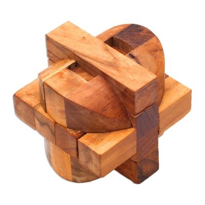 Alternate image for Handcrafted Teak Wood Puzzle Crafted in Java Mental Exercise