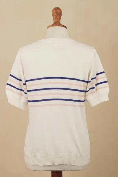 Alternate image for Cotton Blend Short Sleeve Striped Cardigan from Peru Desert Sunrise