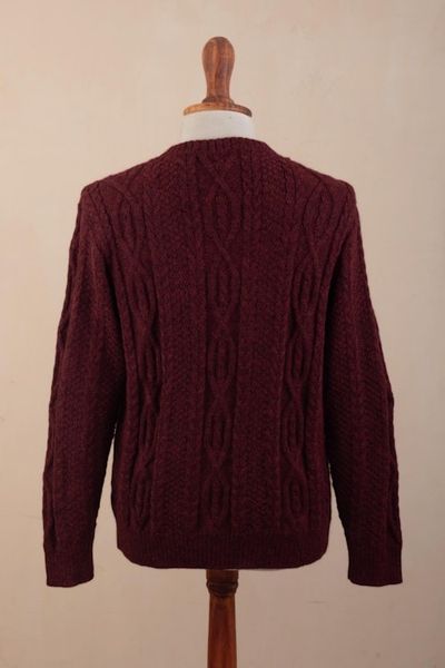 Alternate image for Dark Red Mens 100 Alpaca Sweater Field and Forest