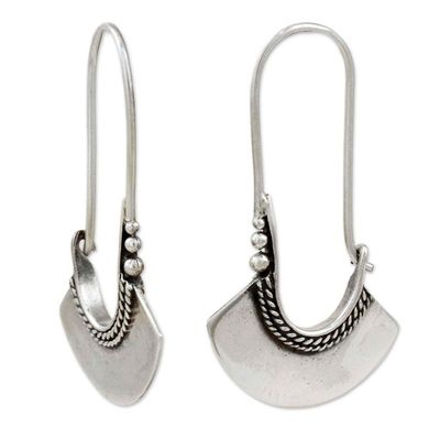 Alternate image for Womens Sterling Silver Hoop Earrings Hollow Bell