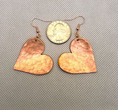 Alternate image for Copper heart earrings, large