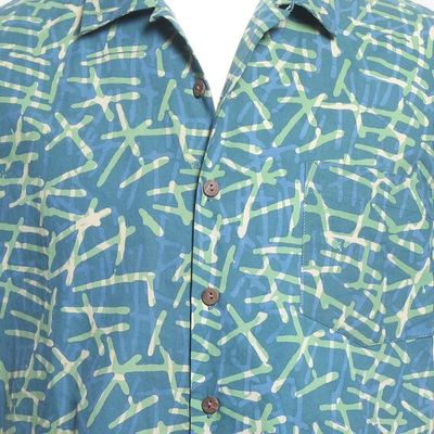 Alternate image for Mens Casual Batik Cotton Shirt Choppy Water