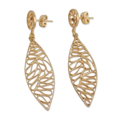 Alternate image for Gold Plated Silver Filigree Dangle Earrings from Peru Glistening Waves