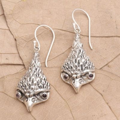 Primary image for Amethyst and Sterling Silver Owl Dangle Earrings All Knowing
