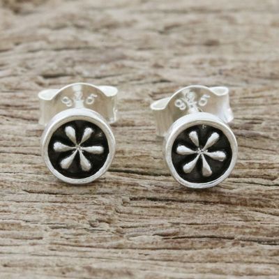 Alternate image for Petite Floral Sterling Silver Stud Earrings from Thailand Daisy Circles