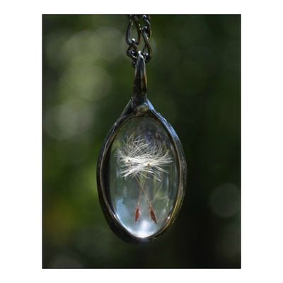 Alternate image for Dandelion Seed Necklace, Wish Jewelry for Women, Make a Wish Pendant, 2 Dandelion Seeds