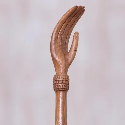Alternate image for Turtle Themed Wood Back Scratcher Hand Carved in Bali Turtle Relief in Natural