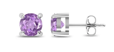 Alternate image for Sterling Silver Amethyst Stud Earrings