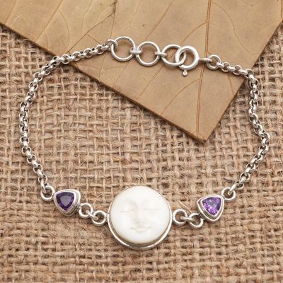 Primary image for Amethyst and Sterling Silver Moon Bracelet Purple Moonlight