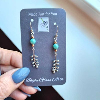Alternate image for Handmade Long Dangle Earrings with Sterling Silver Ear Wires