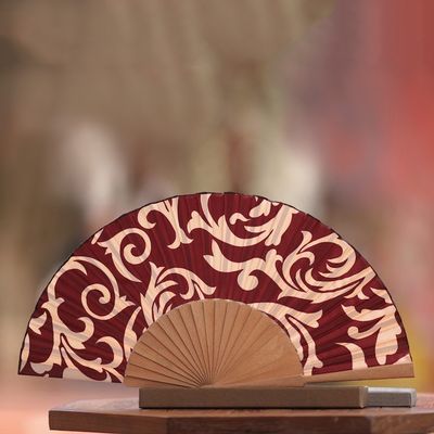 Primary image for Batik Silk Fan Red Bali Glory