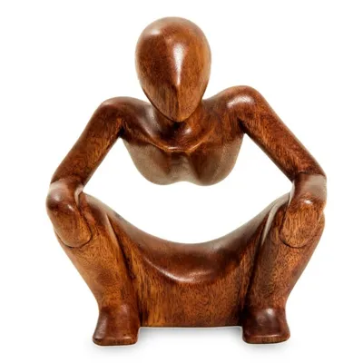 Alternate image for Thought and Meditation Wood Sculpture Abstract Sitting