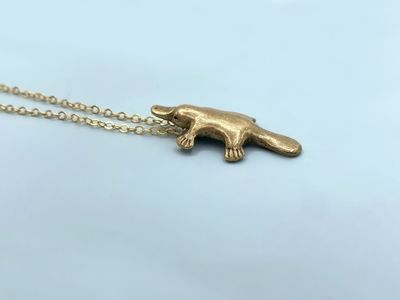 Alternate image for Bronze Platypus Necklace on 14k Gold Filled Chain