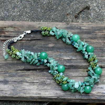 Alternate image for Artisan Crafted Quartz Necklace Gushing Green