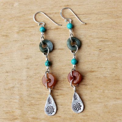 Alternate image for Beaded Dangle Earrings with Jade and Hill Tribe Silver Hill Tribe Adventure