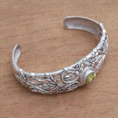 Alternate image for Wheat Motif Peridot Cuff Bracelet from Bali Wheat Beauty