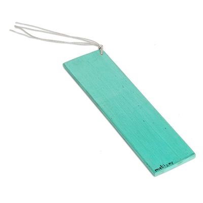 Alternate image for Hand-Painted Cedar Wood Antique Door Bookmark in Turquoise Vintage Door in Teal