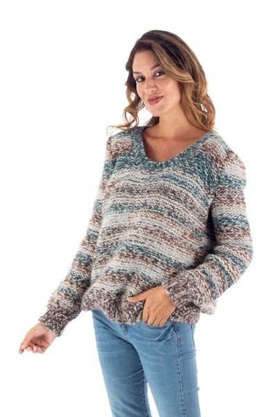 Alternate image for Alpaca and Cotton Blend Pullover Sweater Heathered Earth