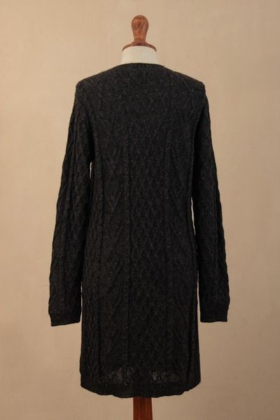 Alternate image for Charcoal Alpaca Tunic Sweater Dress Long Lines in Charcoal