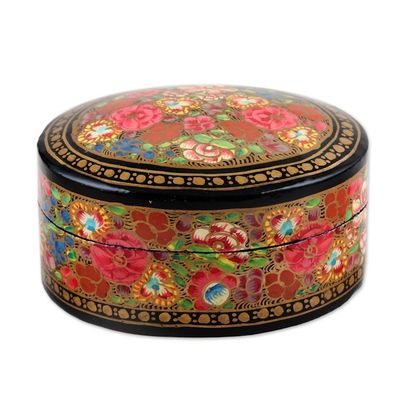 Alternate image for Floral Papier Mache and Wood Oval Decorative Box Summer Bouquet