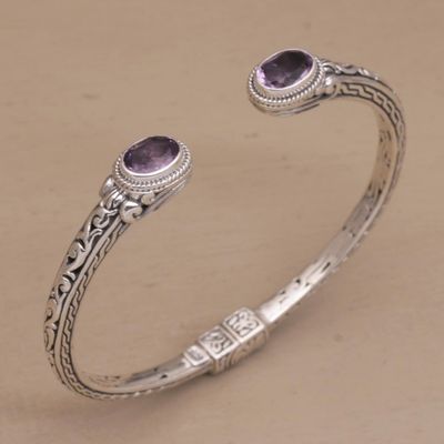 Primary image for Modern Balinese Amethyst and 925 Silver Cuff Bracelet Magical Attraction