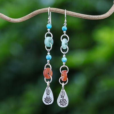 Alternate image for Beaded Dangle Earrings with Jade and Hill Tribe Silver Hill Tribe Adventure