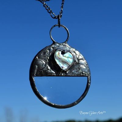 Alternate image for Magnifying Glass Necklace, Abalone Heart Accent