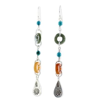 Alternate image for Beaded Dangle Earrings with Jade and Hill Tribe Silver Hill Tribe Adventure