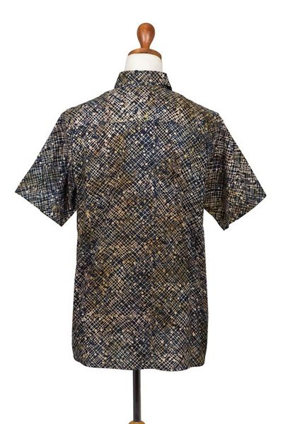 Alternate image for Hand Dyed Batik Short Sleeve Shirt for Men from Bali Night Starfield