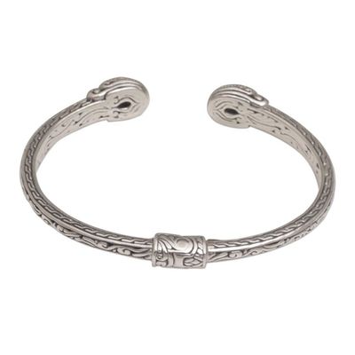 Alternate image for Modern Balinese Amethyst and 925 Silver Cuff Bracelet Magical Attraction