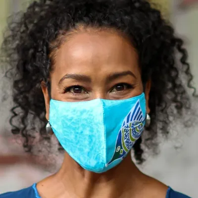 Alternate image for 3 Handmade Rayon Batik Fish Cotton 2-Layer Face Masks Balinese Fish