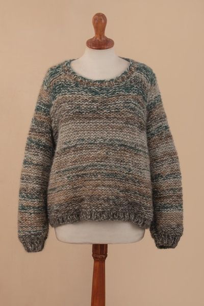 Alternate image for Alpaca and Cotton Blend Pullover Sweater Heathered Earth