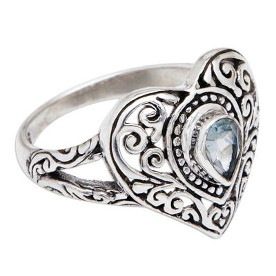 Alternate image for Heart-Shaped Blue Topaz and Sterling Silver Cocktail Ring Azure Heart